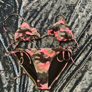 Pink camo girls bathing suit